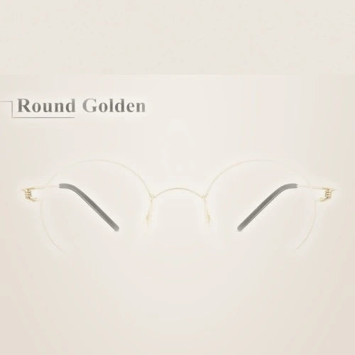Aimee Unisex Full Rim Round Screwless Titanium Eyeglasses 504520 - Round Gold