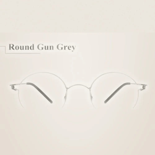 Aimee Unisex Full Rim Round Screwless Titanium Eyeglasses 504520 - Round Gun grey