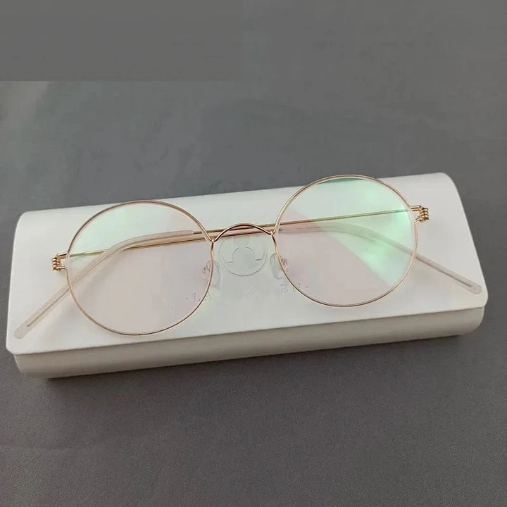 Aimee Unisex Full Rim Round Screwless Titanium Eyeglasses 504520 - Small Rose Golden