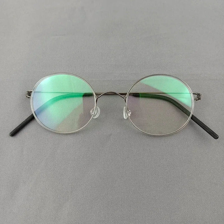 Aimee Unisex Full Rim Round Screwless Titanium Eyeglasses 504520 - Small Round Grey