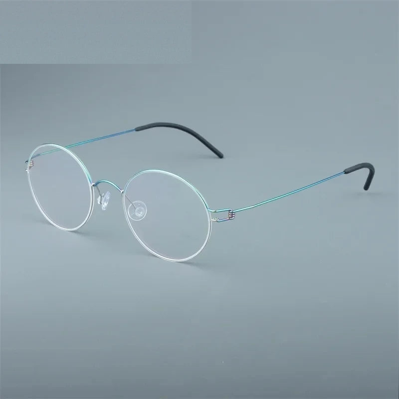 Aimee Unisex Full Rim Round Screwless Titanium Eyeglasses 504520 - Small Round Mulit