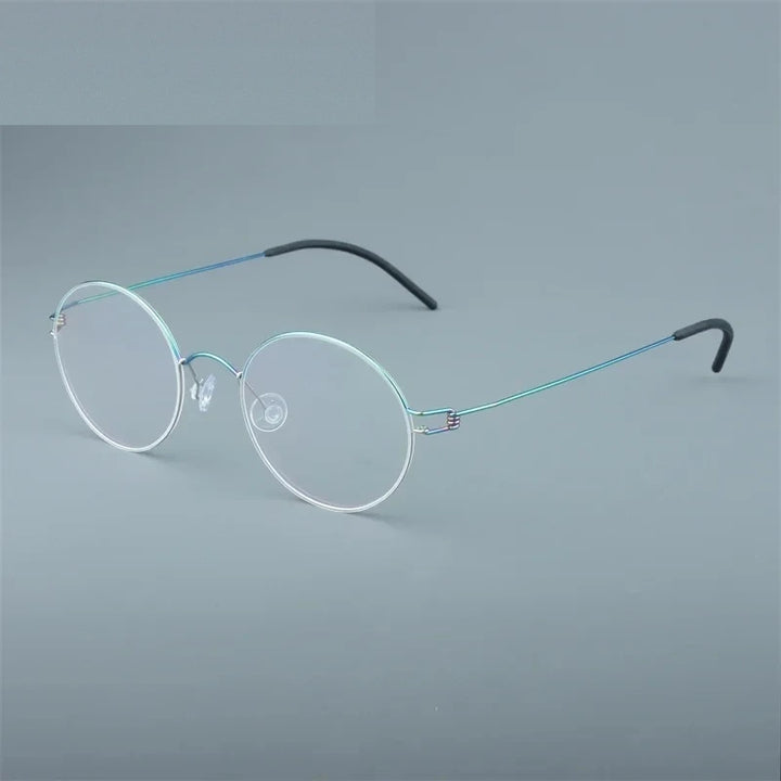 Aimee Unisex Full Rim Round Screwless Titanium Eyeglasses 504520 - Small Round Mulit