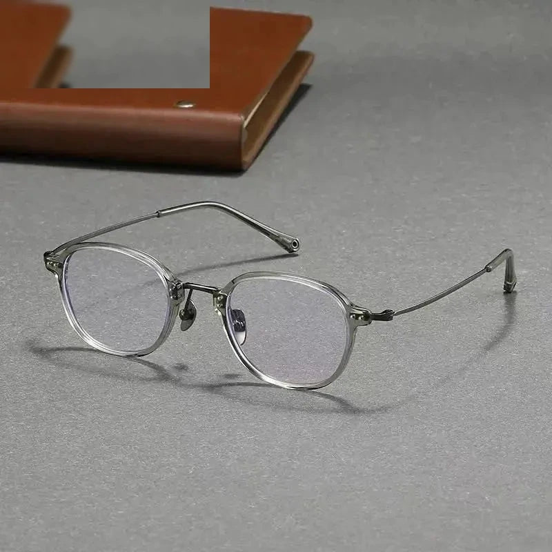 Aimee Unisex Full Rim Round Titanium Acetate Eyeglasses 742270 - Clear-Green