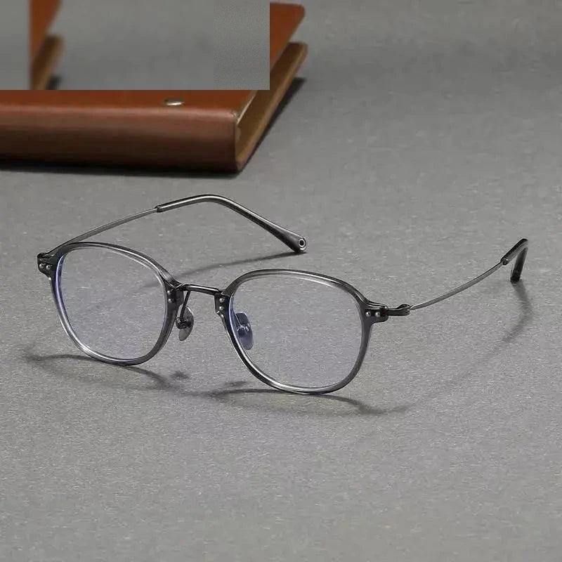 Aimee Unisex Full Rim Round Titanium Acetate Eyeglasses 742270 - Grey