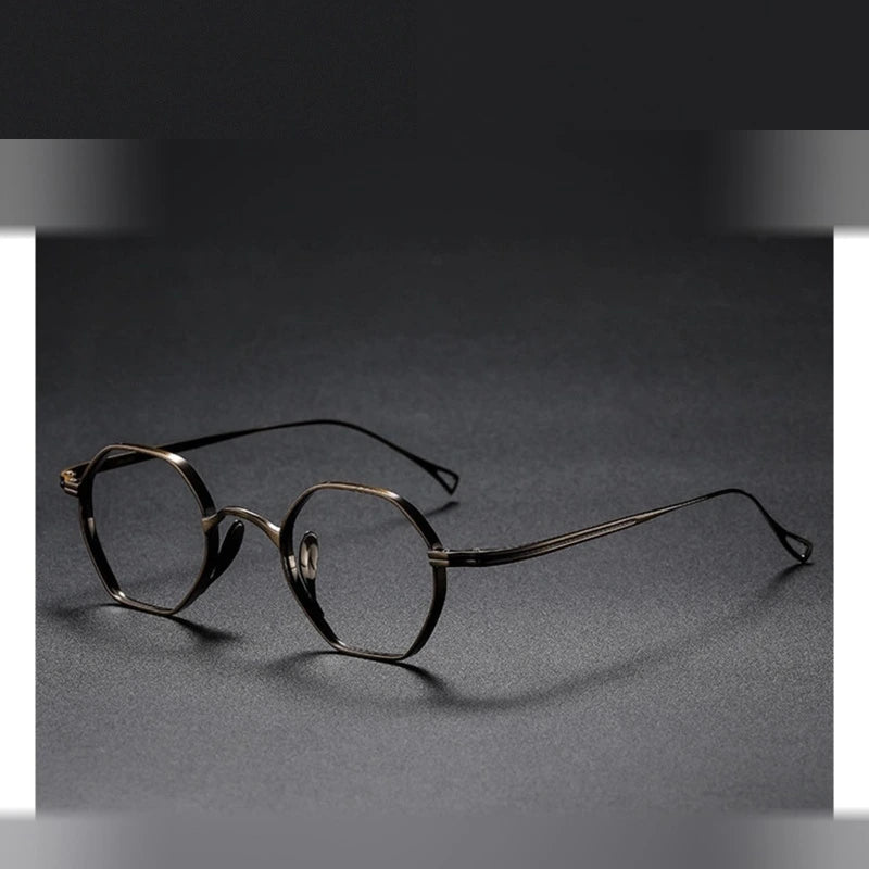 Aimee Unisex Full Rim Small Hexagon Titanium Eyeglasses 112152 - Bronze