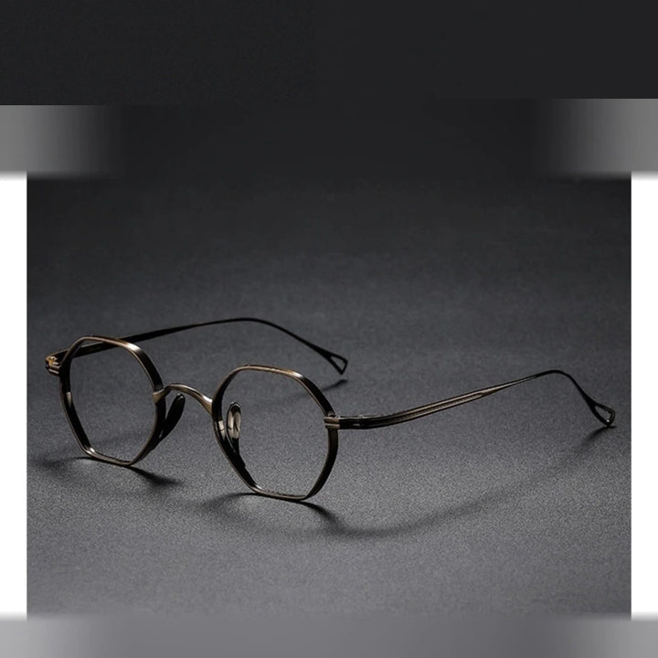 Aimee Unisex Full Rim Small Hexagon Titanium Eyeglasses 112152 - Bronze