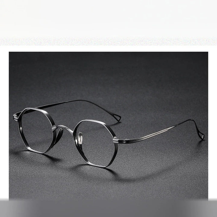 Aimee Unisex Full Rim Small Hexagon Titanium Eyeglasses 112152 - Silver