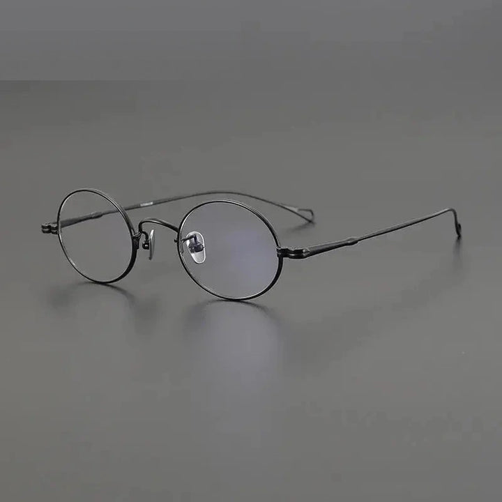 Aimee Unisex Full Rim Small Oval Round Titanium Eyeglasses 85001 - Black-Gun