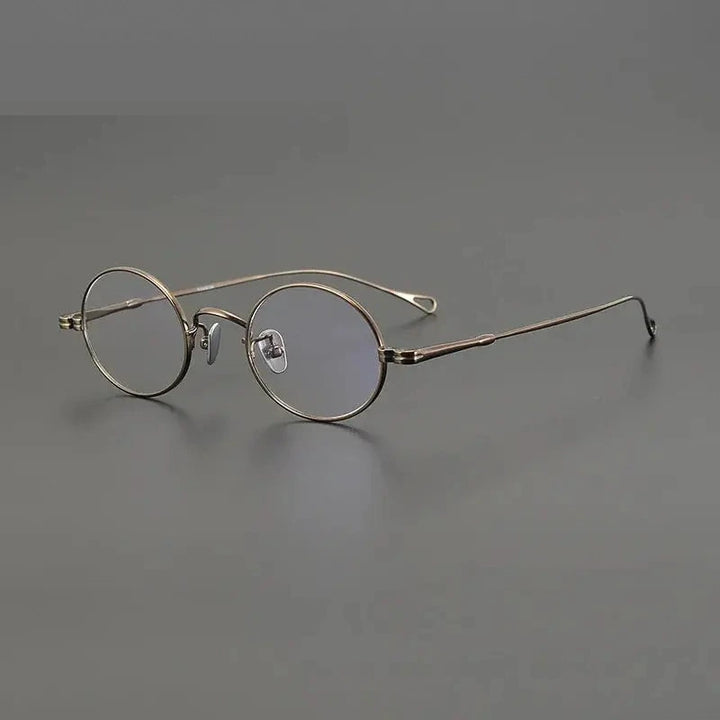 Aimee Unisex Full Rim Small Oval Round Titanium Eyeglasses 85001 - Bronze