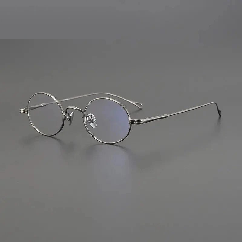 Aimee Unisex Full Rim Small Oval Round Titanium Eyeglasses 85001 - Gun
