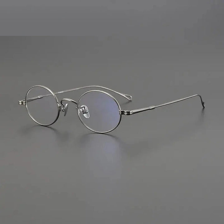 Aimee Unisex Full Rim Small Oval Round Titanium Eyeglasses 85001 - Gun