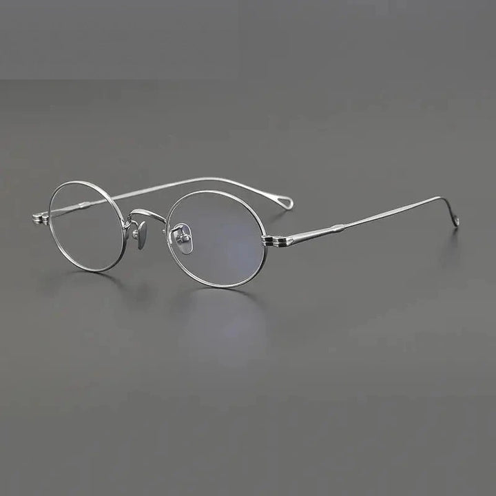Aimee Unisex Full Rim Small Oval Round Titanium Eyeglasses 85001 - Silver
