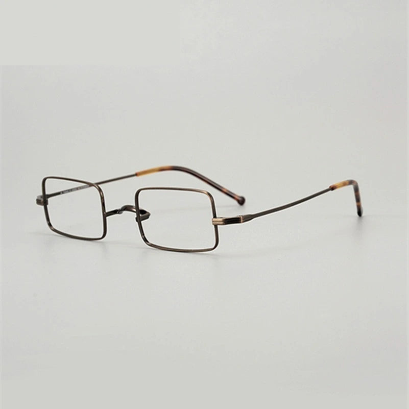 Aimee Unisex Full Rim Small Square Titanium Eyeglasses 88083 - Tortoise-Bronze