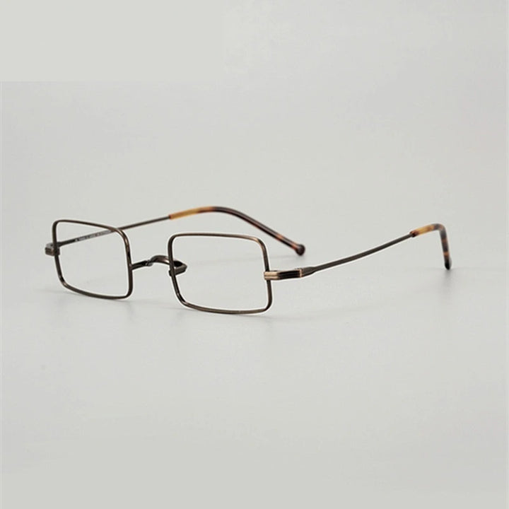 Aimee Unisex Full Rim Small Square Titanium Eyeglasses 88083 - Tortoise-Bronze