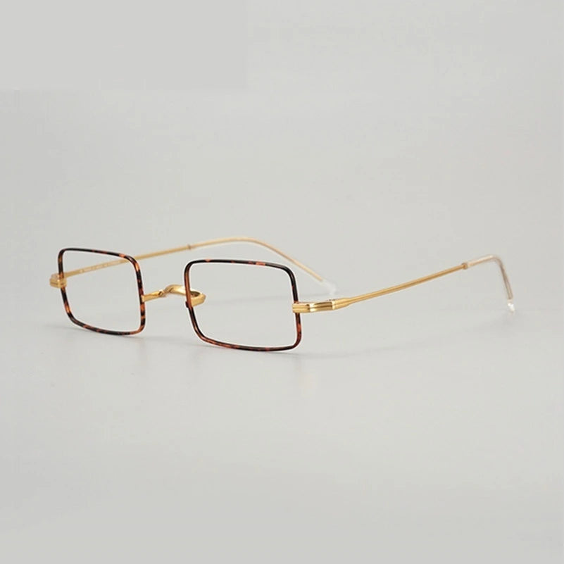 Aimee Unisex Full Rim Small Square Titanium Eyeglasses 88083 - Tortoise-Golden