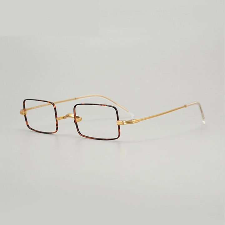 Aimee Unisex Full Rim Small Square Titanium Eyeglasses 88083 - Tortoise-Golden