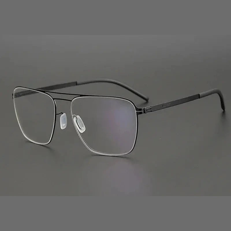 Aimee Unisex Full Rim Square Double Bridge Stainless Steel Eyeglasses 21251 - Black