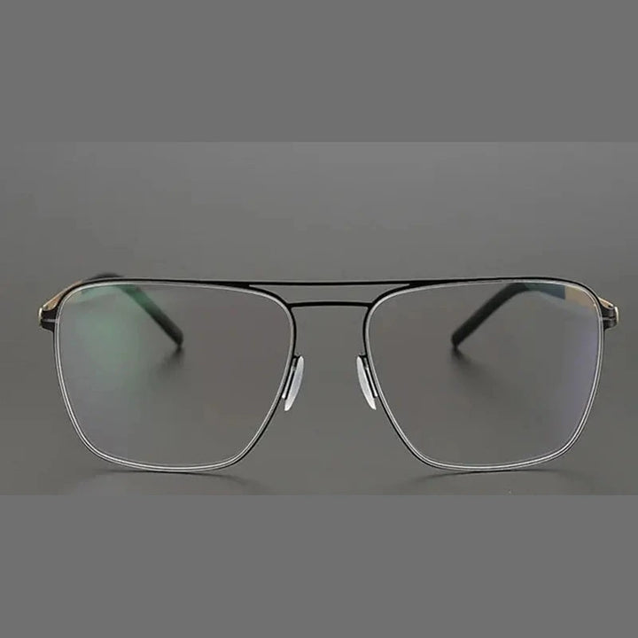 Aimee Unisex Full Rim Square Double Bridge Stainless Steel Eyeglasses 21251 - Black-Golden