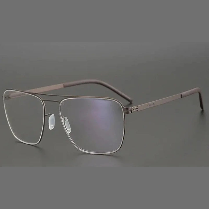 Aimee Unisex Full Rim Square Double Bridge Stainless Steel Eyeglasses 21251 - Coffe