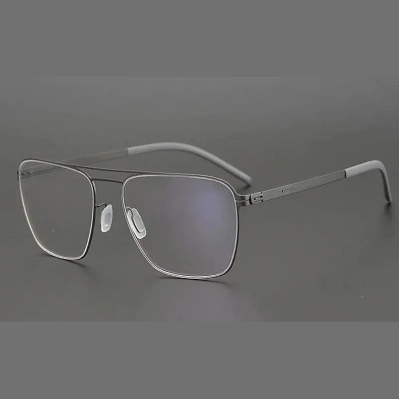 Aimee Unisex Full Rim Square Double Bridge Stainless Steel Eyeglasses 21251 - Grey
