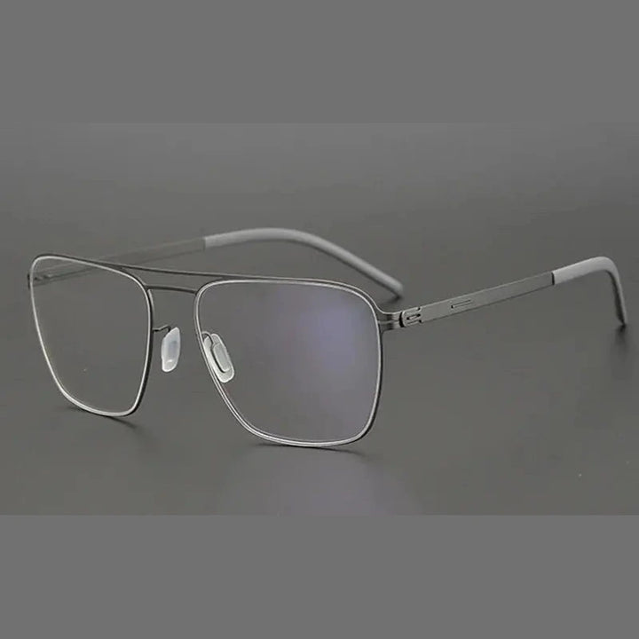 Aimee Unisex Full Rim Square Double Bridge Stainless Steel Eyeglasses 21251 - Grey