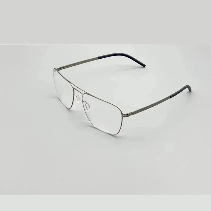 Aimee Unisex Full Rim Square Double Bridge Stainless Steel Eyeglasses 21251 - Silver