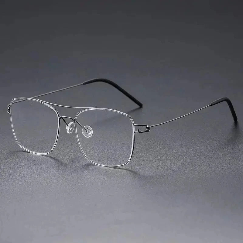 Aimee Unisex Full Rim Square Double Bridge Titanium Eyeglasses 313869 - Grey