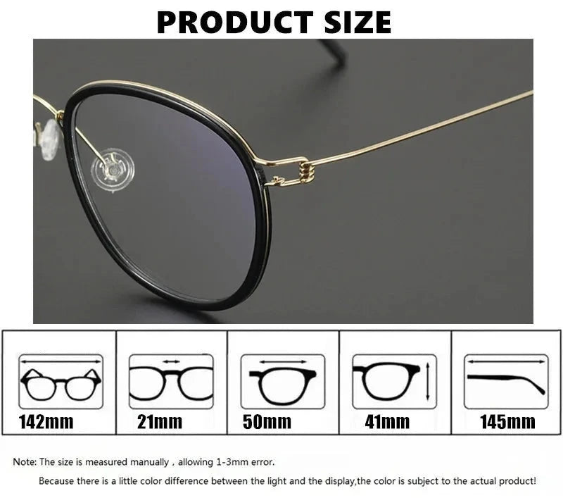 Aimee Unisex Full Rim Square Polygon Square Titanium Eyeglasses 369124 - Size Chart