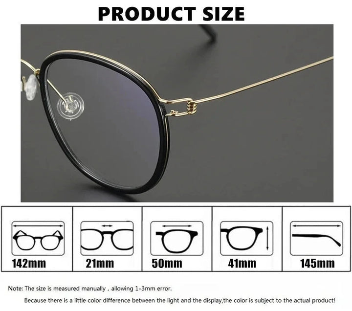 Aimee Unisex Full Rim Square Polygon Square Titanium Eyeglasses 369124 - Size Chart