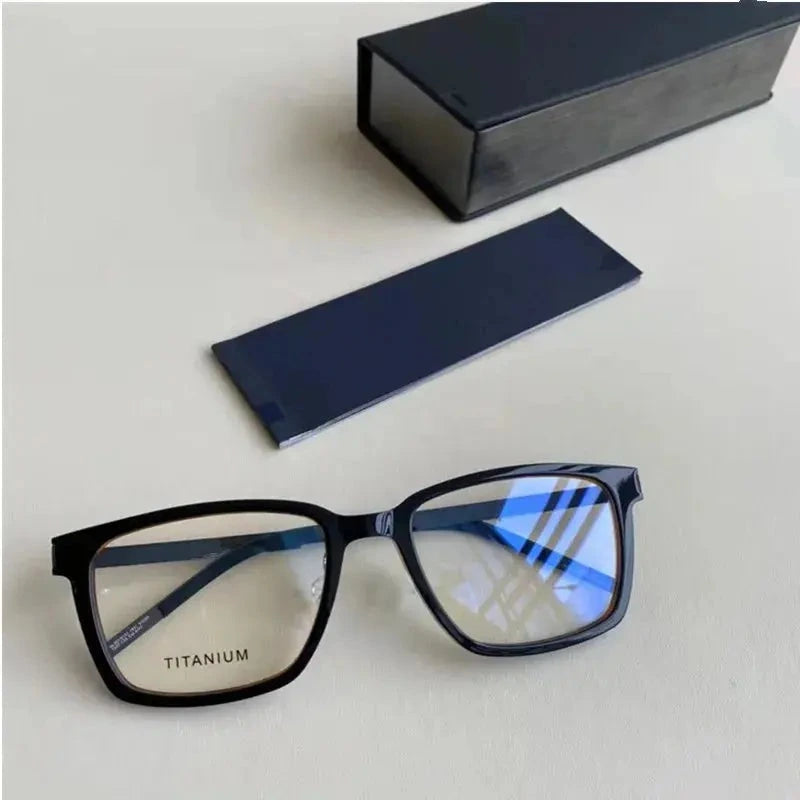 Aimee Unisex Full Rim Square Screwless Titanium Eyeglasses 18214 - Black Yellow
