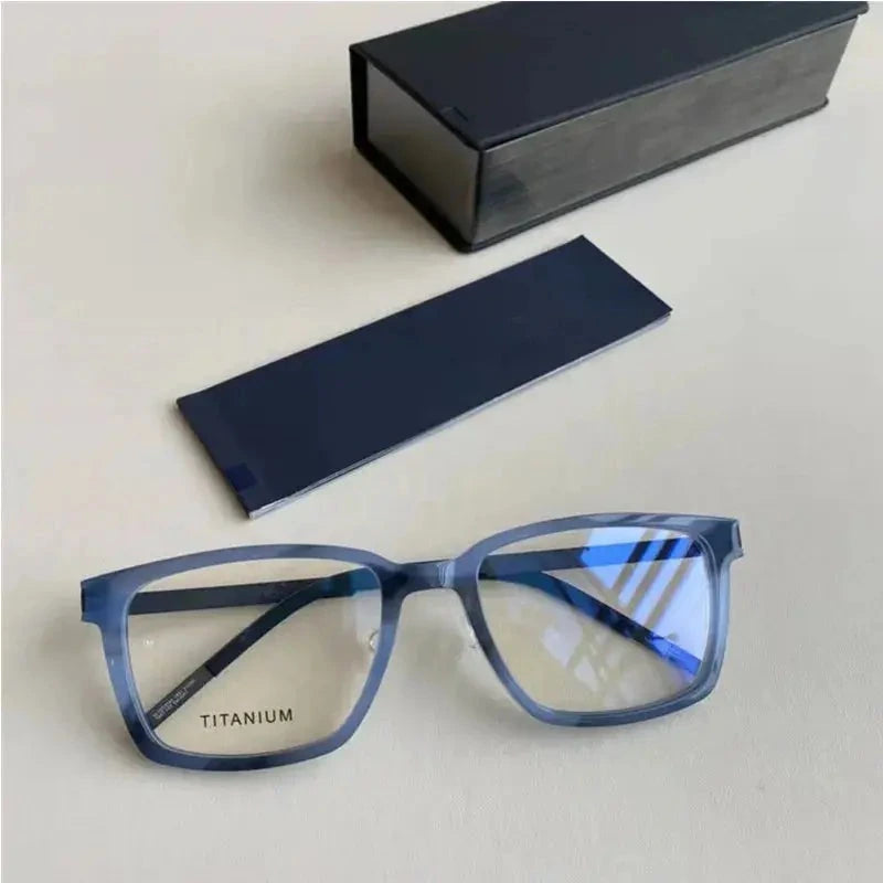 Aimee Unisex Full Rim Square Screwless Titanium Eyeglasses 18214 - Blue