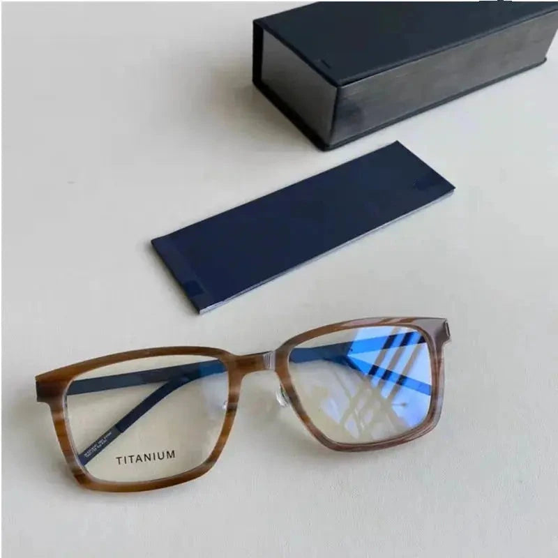Aimee Unisex Full Rim Square Screwless Titanium Eyeglasses 18214 - Tortoise