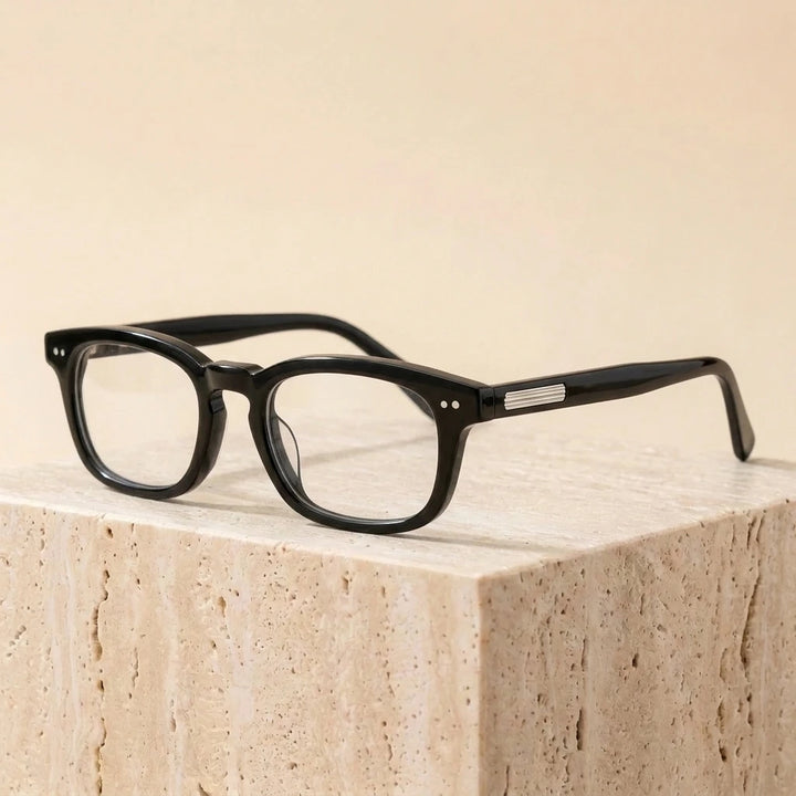 Aimee Unisex Full Rim Square Thick Acetate Eyeglasses14322 - Black