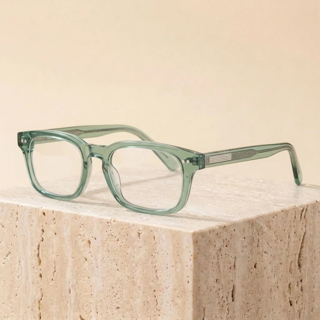 Aimee Unisex Full Rim Square Thick Acetate Eyeglasses14322 - Green