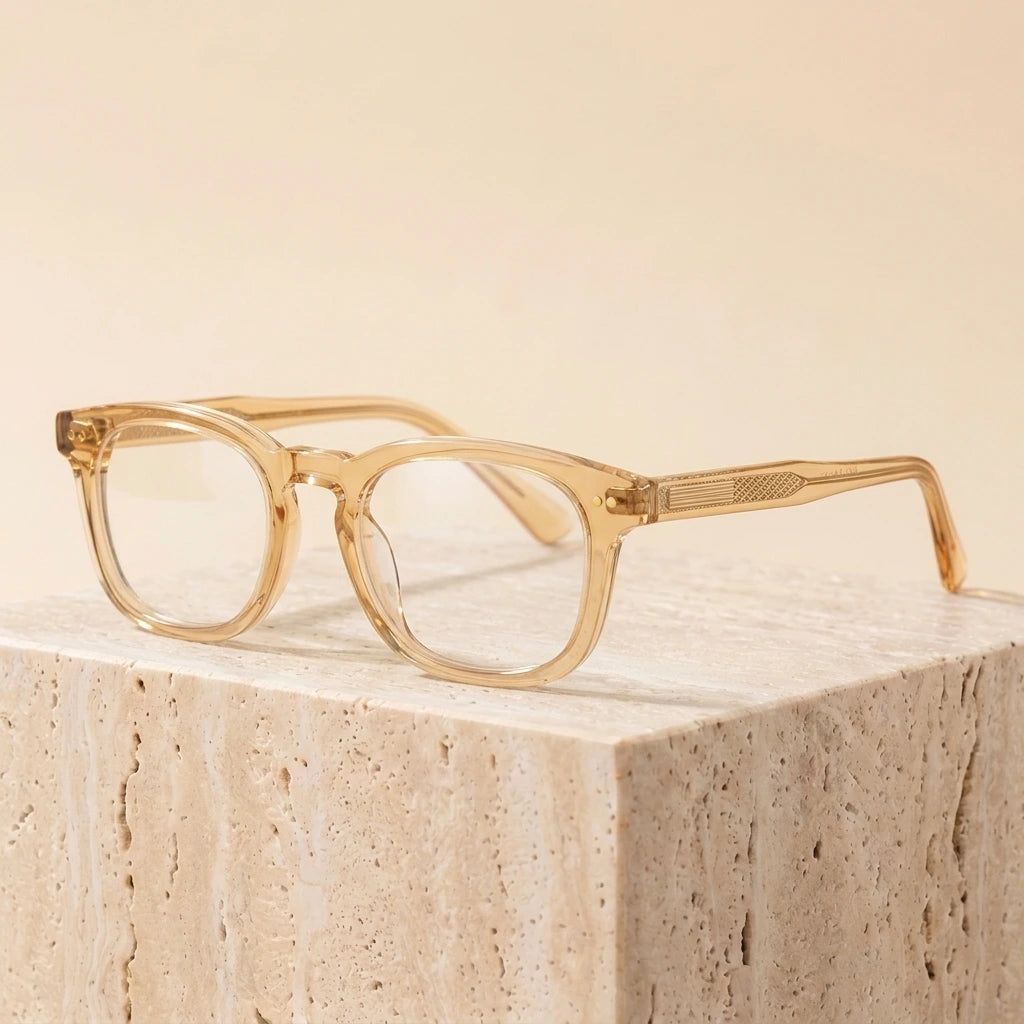 Aimee Unisex Full Rim Square Thick Acetate Eyeglasses14322 - Orange