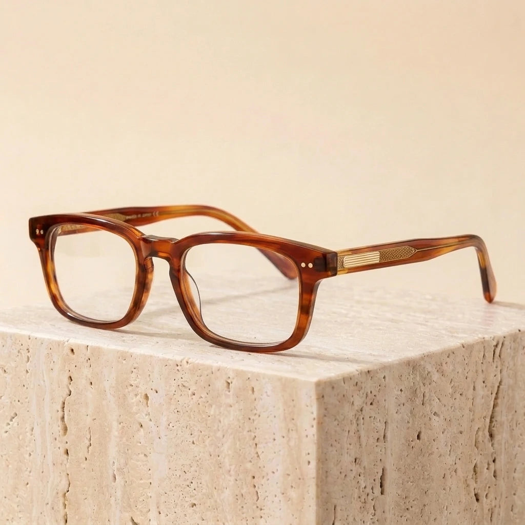 Aimee Unisex Full Rim Square Thick Acetate Eyeglasses14322 - Red-Tea