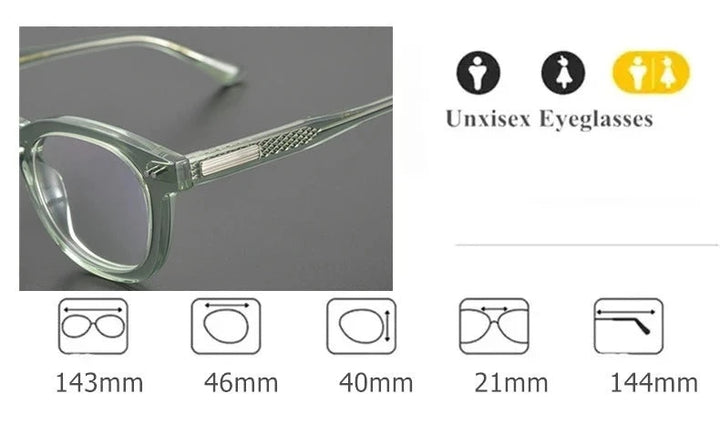 Aimee Unisex Full Rim Square Thick Acetate Eyeglasses14322 - Size Chart