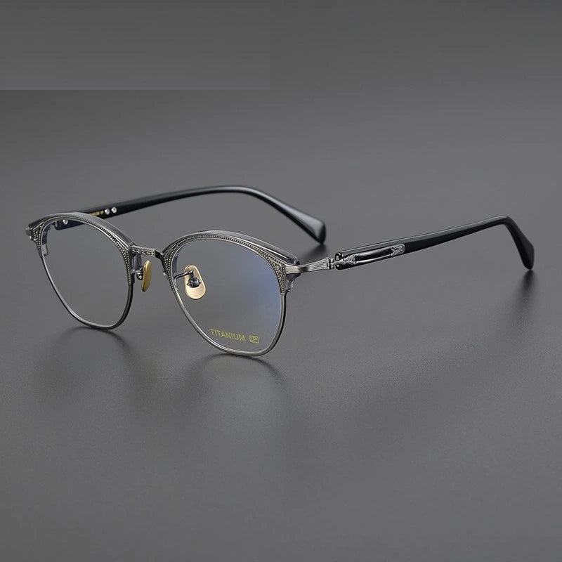 Aimee Unisex Full Rim Square Titanium Acetate Eyeglasses 5051 - Black-Gun