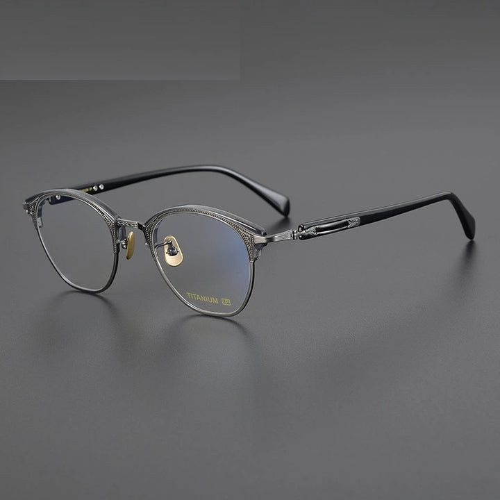 Aimee Unisex Full Rim Square Titanium Acetate Eyeglasses 5051 - Black-Gun