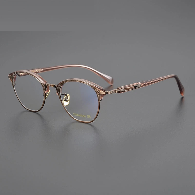 Aimee Unisex Full Rim Square Titanium Acetate Eyeglasses 5051 - Brown