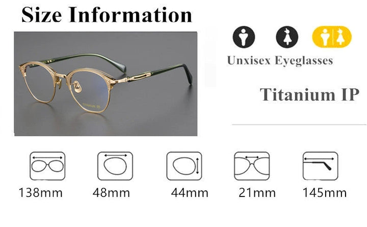 Aimee Unisex Full Rim Square Titanium Acetate Eyeglasses 5051 - Size Chart