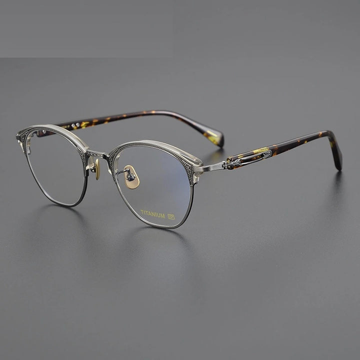 Aimee Unisex Full Rim Square Titanium Acetate Eyeglasses 5051 - Tortoise-Gun