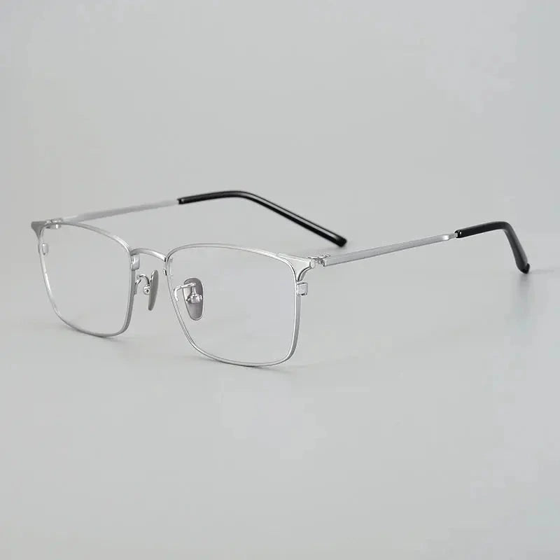 Aimee Unisex Full Rim Square Titanium Eyeglasses 942961 - Silver