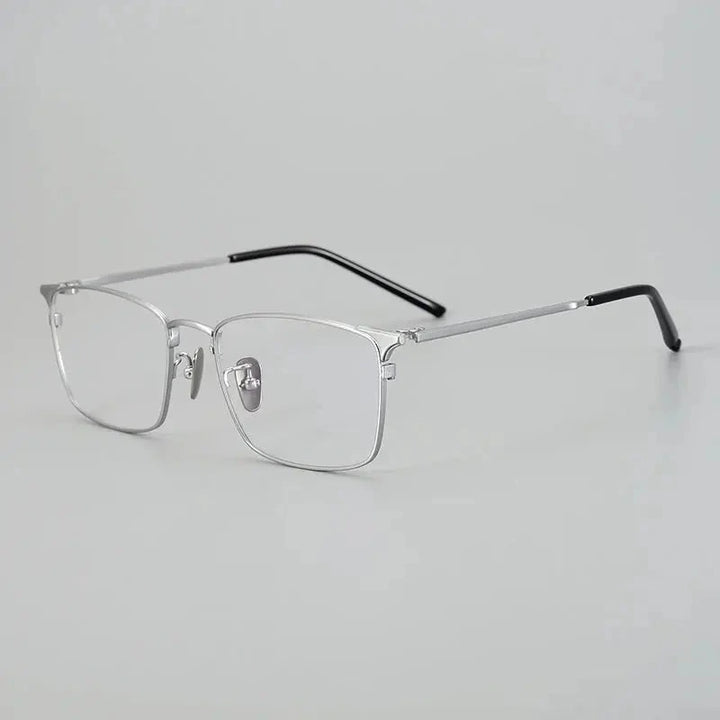 Aimee Unisex Full Rim Square Titanium Eyeglasses 942961 - Silver