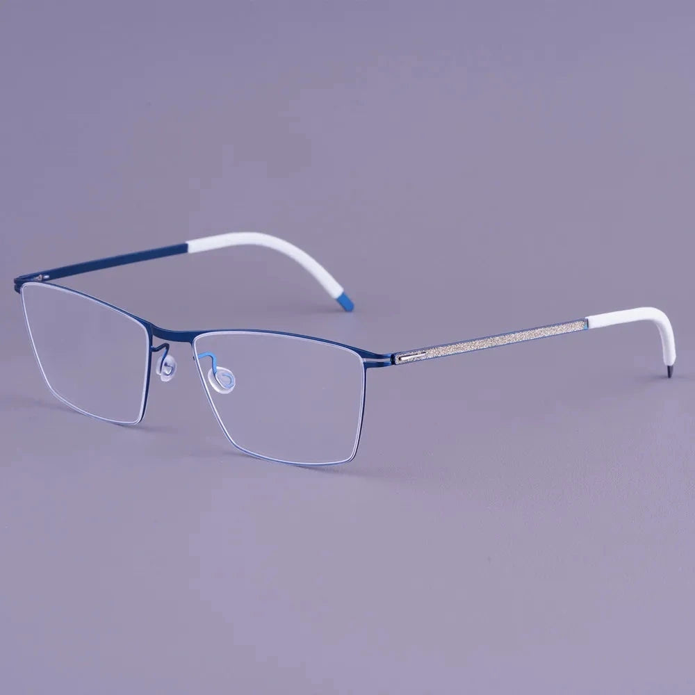 Aimee Unisex Full Rim Square Screwless Titanium Eyeglasses V460D - Blue | Aimee at FuzWeb