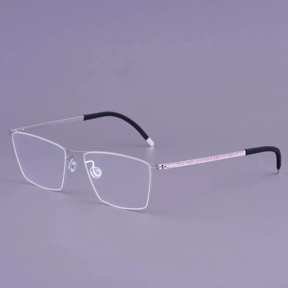 Aimee Unisex Full Rim Square Screwless Titanium Eyeglasses V460D - Silver | Aimee at FuzWeb