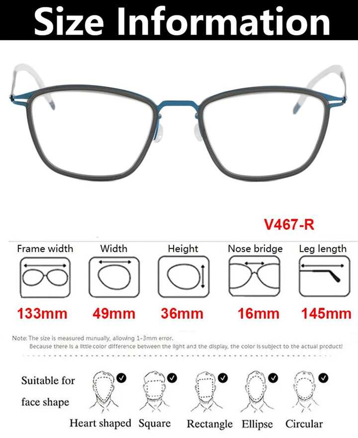 Aimee V467R Eyeglasses — Frame Dimensions and Sizing Chart
