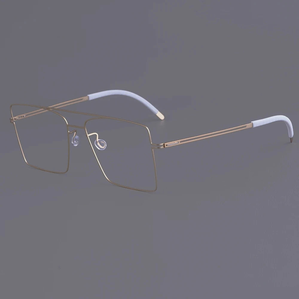 Aimee Men's Full Rim Double Bridge Square Screwless Titanium Eyeglasses V476S - Golden | Aimee at FuzWeb