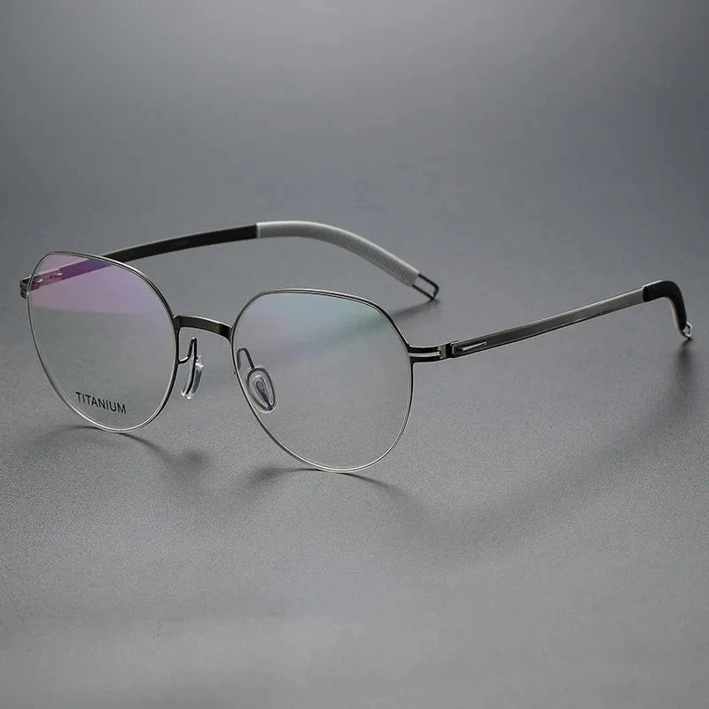 Aimee Unisex Full Rim Round Titanium Acetate Eyeglasses V498S - Gun Grey-Grey