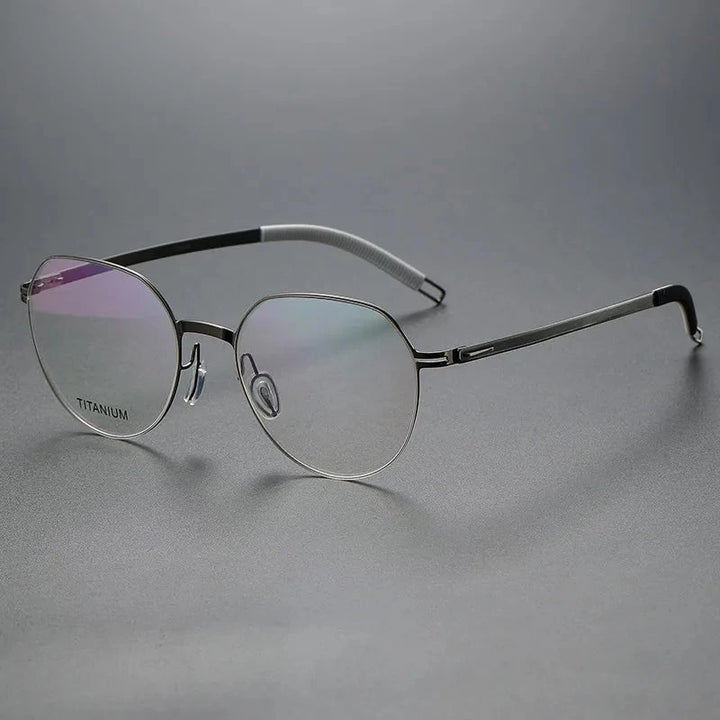 Aimee Unisex Full Rim Round Titanium Acetate Eyeglasses V498S - Gun Grey-Grey
